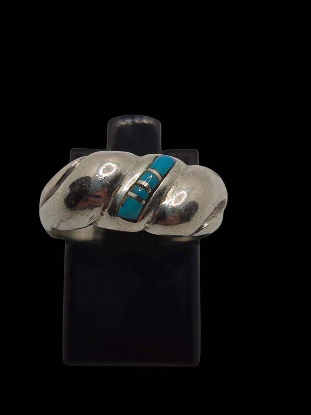 Sterling Silver Turquoise Inlay Dome Ring Size 6.5